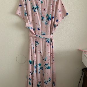 Lane Bryant Lena Hi Lo Midi Dress Pink Floral